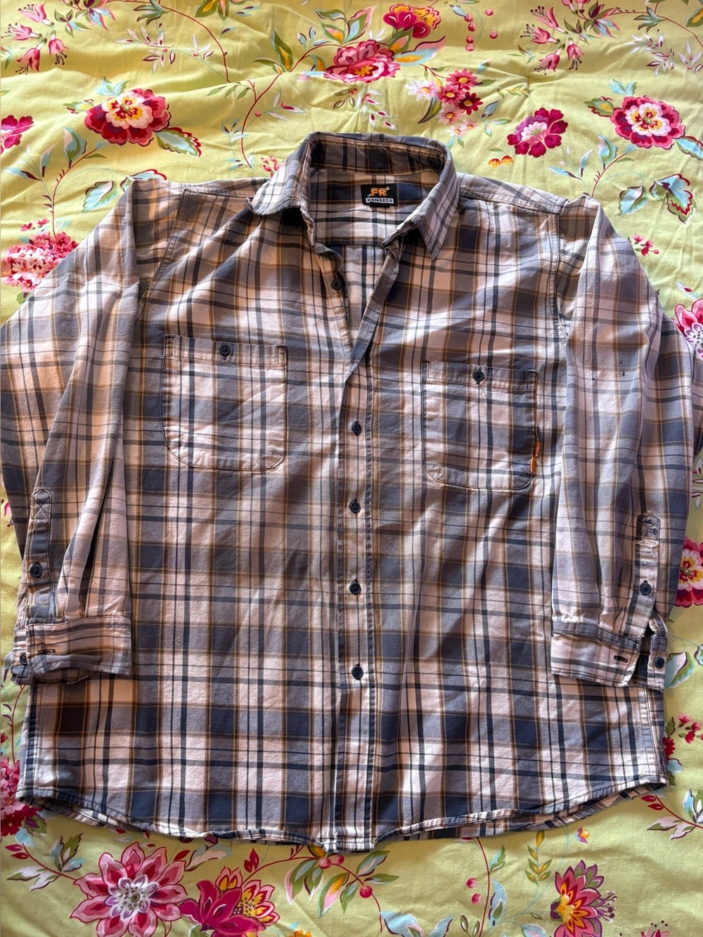 Konreco Fr Flame Resistant cat 2 Plaid Button Down Shirt XL 30x28 Fair Cond Pics